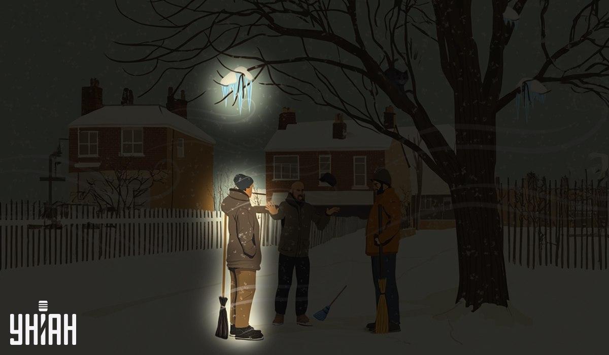 Unul dintre îngrijitori stătea sub ghețurile care atârnau pe copac / colaj Moje